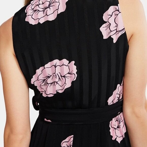 Jessica Simpson Sleeveless Pink Floral Wrap Maxi Maternity Black Dress Size L - Picture 9 of 12